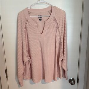 American Eagle Outfitters Light Pink Waffle Knit Hoodie
